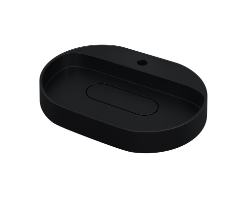 Раковина для ванной накладная 55 см, Uperwood Tanos Quartz, овальная, черная, "уголь"