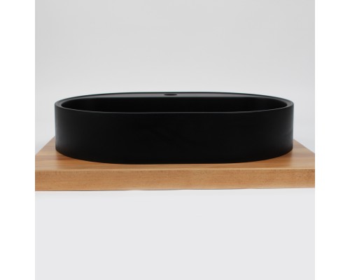 Раковина для ванной накладная 55 см, Uperwood Tanos Quartz, овальная, черная, "уголь"