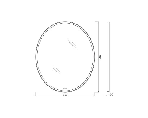 Зеркало BelBagno 75 SPC-VST-750-900-LED-TCH-WARM с подсветкой с подогревом с сенсорным выключателем