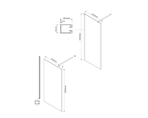 Душевая перегородка Vincea Walk-In VSW-1H10MRGM, 100x200, вороненая сталь, стекло зеркальное