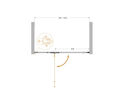 Душевая дверь Cezares Liner 100 L LINER-B-12-100-C-Cr-L профиль Хром стекло прозрачное