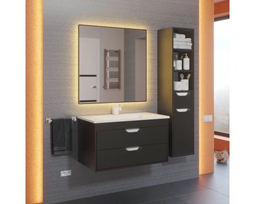 Тумба под раковину подвесная Uperwood Modul 75х44,4х55 см, черная матовая