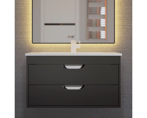 Тумба под раковину подвесная Uperwood Modul 75х44,4х55 см, черная матовая