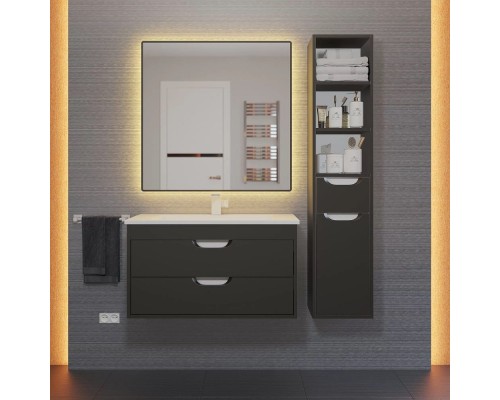 Тумба под раковину подвесная Uperwood Modul 75х44,4х55 см, черная матовая