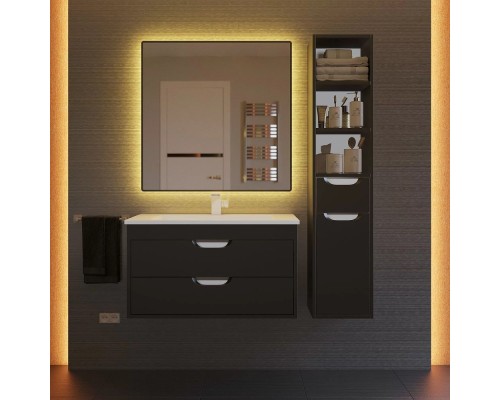 Тумба под раковину подвесная Uperwood Modul 75х44,4х55 см, черная матовая