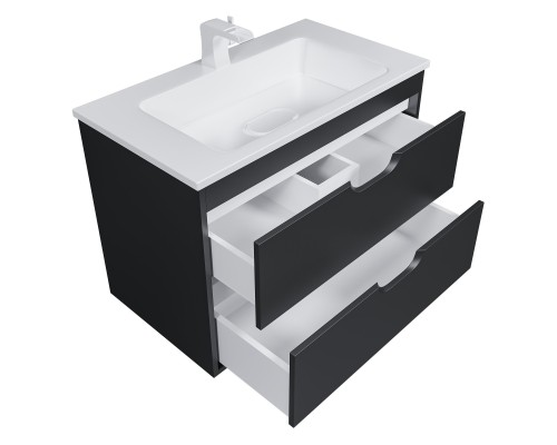 Тумба с раковиной подвесная Uperwood Modul 77х45х57 см, черная матовая