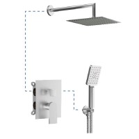 Душевая система AQG Alpha, с верхним душем и кронштейном, никель сатин