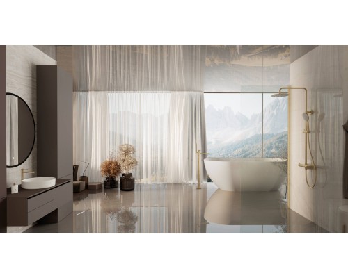 Душевая стойка Vincea Rondo VSFS-1R0BG без излива, брашированное золото