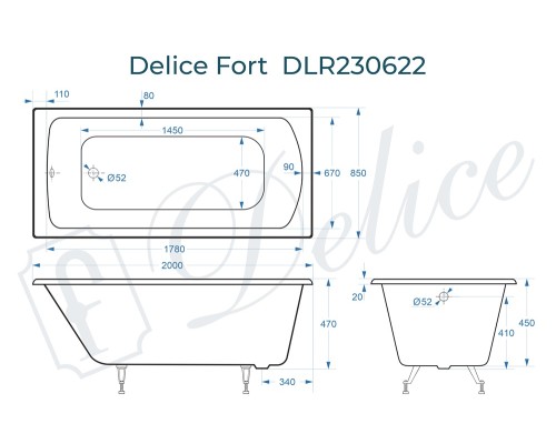Ванна чугунная Delice Fort 200х85