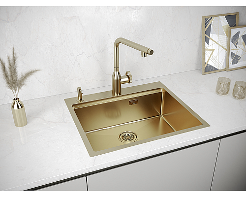 Мойка для кухни Paulmark BRIM-PRO PM705951-BG брашированное золото 590х510 Мойка для кухни Paulmark BRIM-PRO PM705951-BG брашированное золото 590х510