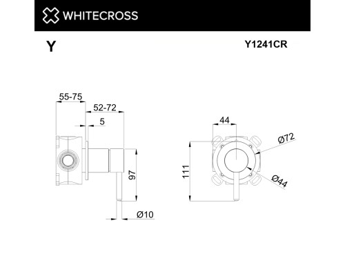 Смеситель скрытого монтажа на 1 потребитель Whitecross Y Y1241CR хром