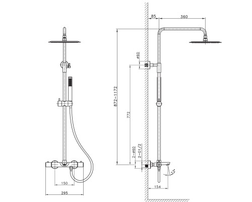 Душевая система с термостатом Raiber premium, Graceful RP-007, хром