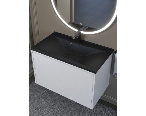 Раковина для ванной кварцевая Uperwood Elen Quartz 80х45х15,8 см, черная матовая, уголь