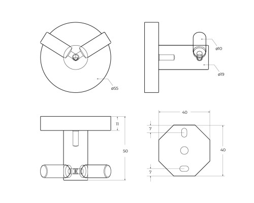 Двойной крючок Cezares Relax RELAX-HKD-NOP Черный матовый