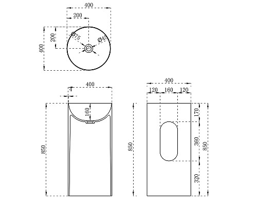 Раковина из искусственного камня Vincea VBS-6SP01MW 400x400x850 напольная белый матовый Раковина из искусственного камня Vincea VBS-6SP01MW 400x400x850 напольная белый матовый