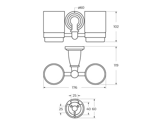 Держатель стакана двойной подвесной ART&MAX AM-E-2602-D-Br