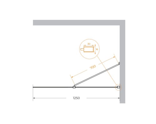 Душевая перегородка Cezares Liberta 125 LIBERTA-L-1-TB-125-C-Cr профиль Хром стекло прозрачное