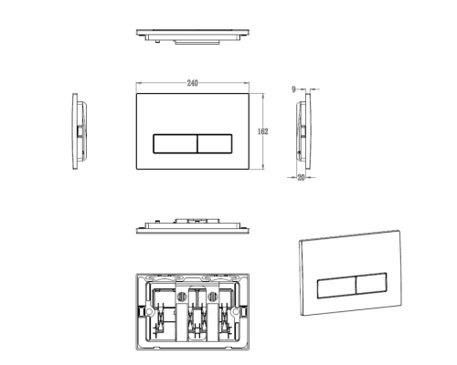 Кнопка смыва для инсталляции Wonzon&Woghand, Хром WW-IB224-CR