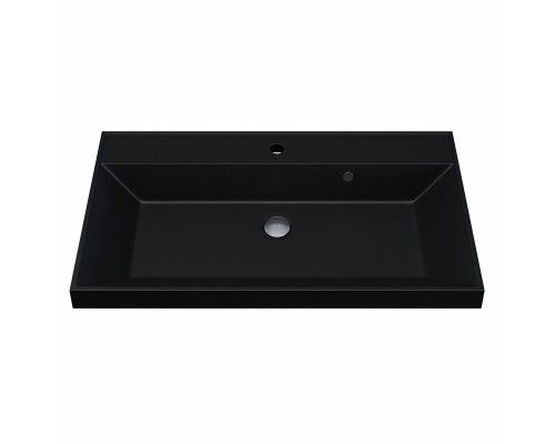 Раковина для ванной кварцевая Uperwood Classic Quartz 80х45х15 см, черная матовая, космос