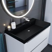 Раковина для ванной кварцевая Uperwood Classic Quartz 80х45х15 см, черная матовая, космос