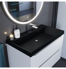 Раковина для ванной кварцевая Uperwood Classic Quartz 80х45х15 см, черная матовая, космос