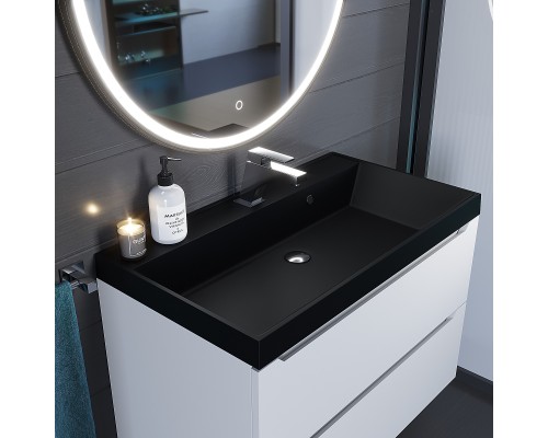 Раковина для ванной кварцевая Uperwood Classic Quartz 80х45х15 см, черная матовая, космос