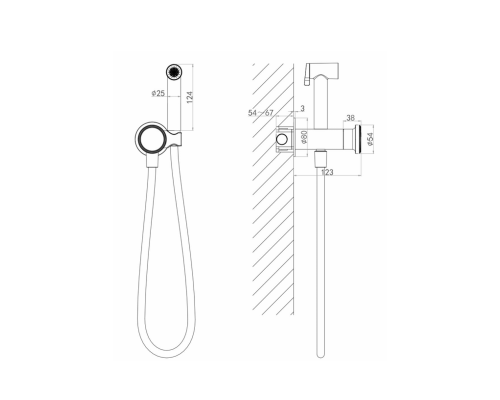 Встраиваемый гигиенический душ ALTROBAGNO Рикко (Ricco) 060128 Cr