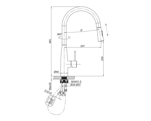 Cмеситель для кухни Raiber premium RPB-011 Graceful, матовый черный