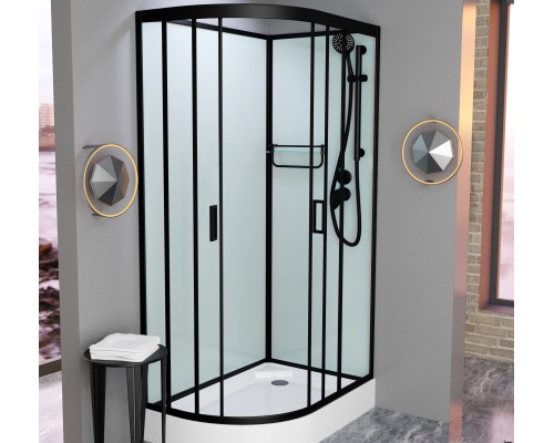 Душевая кабина Frank F411R Black без крыши Размер:110x80x215 см