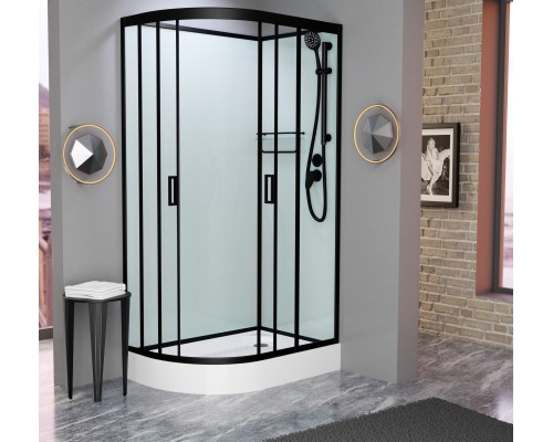 Душевая кабина Frank F411R Black без крыши Размер:110x80x215 см