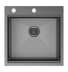 Кухонная мойка Paulmark Kroner-PRO 51 PM705151-GM Вороненная сталь