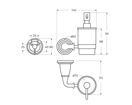 Держатель дозатора для жидкого мыла подвесной ART&MAX AM-E-3698AW-Do
