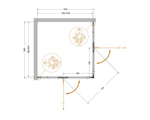 Душевой уголок Cezares Liner 90x90 LINER-A-2-90-C-Cr профиль Хром стекло прозрачное