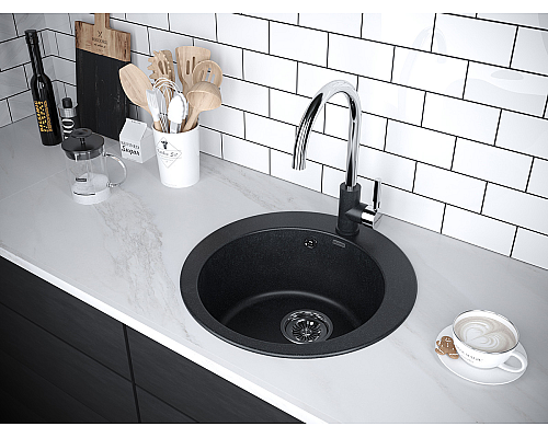 Мойка для кухни кварцевая Paulmark Gelegen PM404800-BLM Мойка для кухни кварцевая Paulmark Gelegen PM404800-BLM
