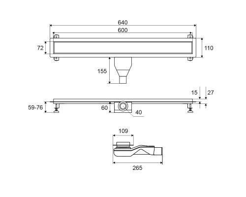 Душевой трап EXCELLENT Stilio 60 под облицовку плиткой хром