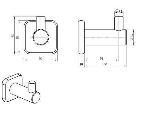Крючок для ванной Wonzon&Woghand, Хром