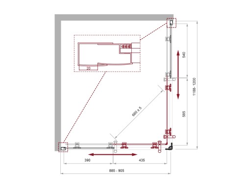Душевой уголок BelBagno Uno 120х90 UNO-195-AH-2-120/90-CH-CR профиль Хром стекло шиншилла