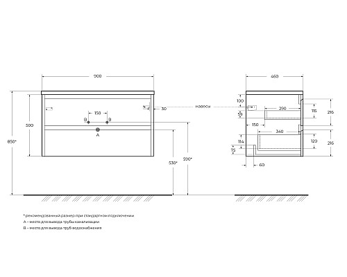 Тумба под раковину BelBagno Kraft 90 KRAFT-900-2C-SO-CG подвесная Cemento Grigio Тумба под раковину BelBagno Kraft 90 KRAFT-900-2C-SO-CG подвесная Cemento Grigio