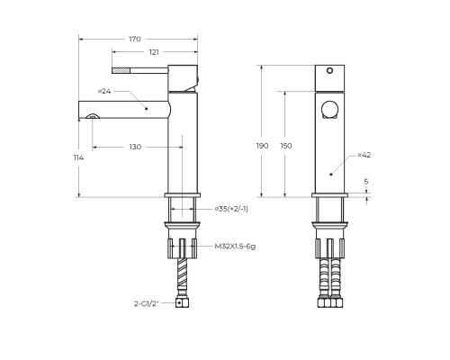 Смеситель для раковины Cezares Relax RELAX-LS2-NOP Черный матовый