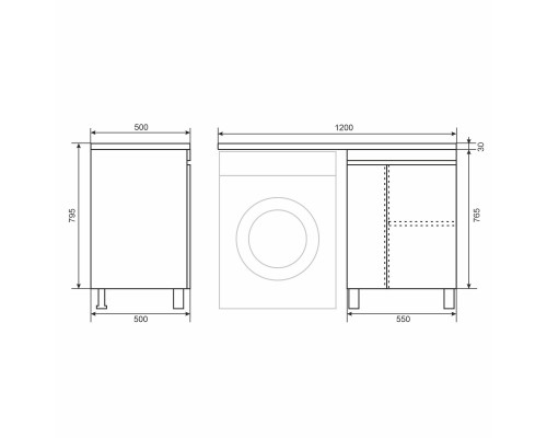 Тумба под стиральную машину напольная Uperwood Magenta 55х50х76,5 см, белая, с дверцами