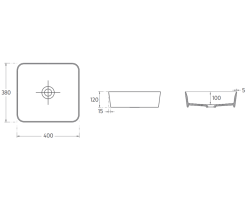 Раковина накладная ISVEA Peak 10PE65040SV квадратная 40 см без белый 10PE65040SV