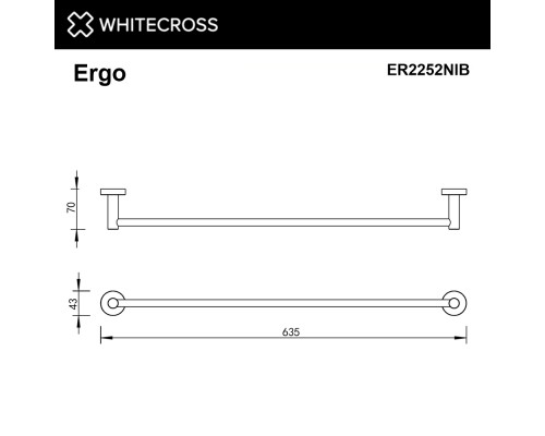 Полотенцедержатель 600 мм. WHITECROSS Ergo ER2252NIB брашированный никель