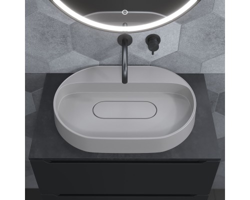 Раковина накладная овальная Uperwood Tanos Quartz 55 см, белая, "жасмин"