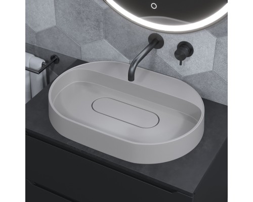 Раковина накладная овальная Uperwood Tanos Quartz 55 см, белая, "жасмин"