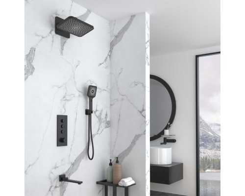 Душевой комплект Vincea VSFW-433TI4MB встраиваемый, термостат, трехрежимный, черный