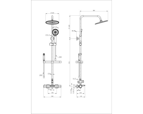 Душевая система с гигиеническим душем и термостатом Wonzon&Woghand, Брашированное золото