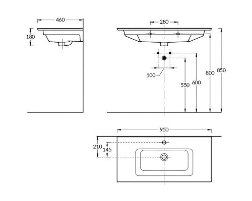 Раковина полувстраиваемая Monblan Bruno 95 Белая