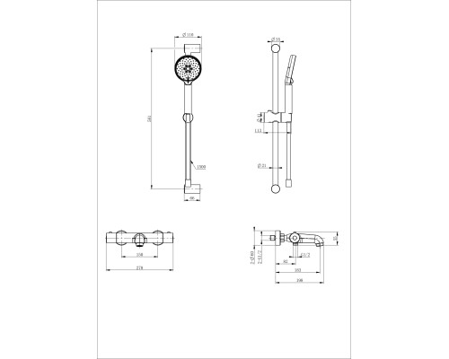 Смеситель для ванны с душем и термостатом Wonzon&Woghand, Брашированное золото