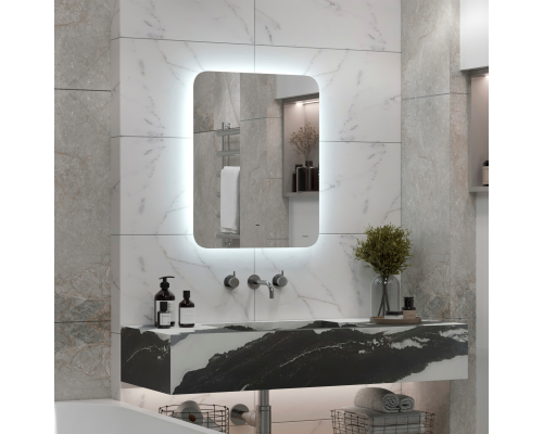 Зеркало Reflection Horizon с бесконтактным сенсором, диммером, холодная подсветка 60х70