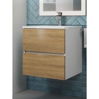 Тумба под раковину 50 см, Uperwood Barsa, белая/дуб сонома